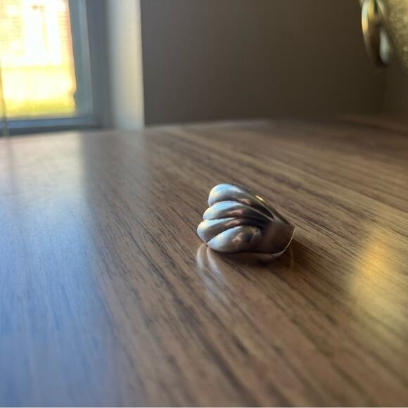 Vintage 80s Large Statement Chunky Wave Ring 925 Sterling Silver - Picture 8 of 11